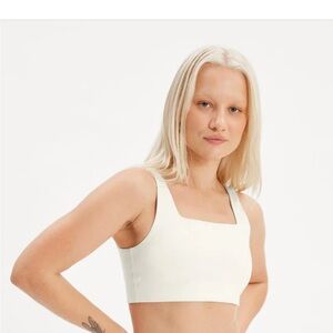 Girlfriend collective ivory white Tommy cropped bra size M